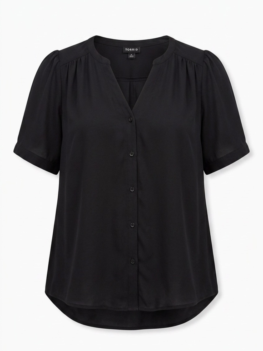 Torrid Harper Black Short Sleeve Button Front Blouse Size 1 (1X)